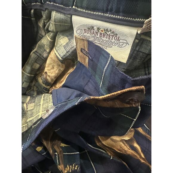 Susan Bristol Horse Print A Line Skirt Equestrian Tartan Plaid Western 10 Petite - Picture 3 of 8